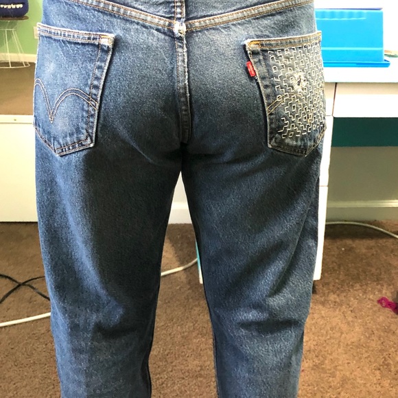 Levi’s 505 36X30 Custom Mended Jeans - Picture 4 of 8